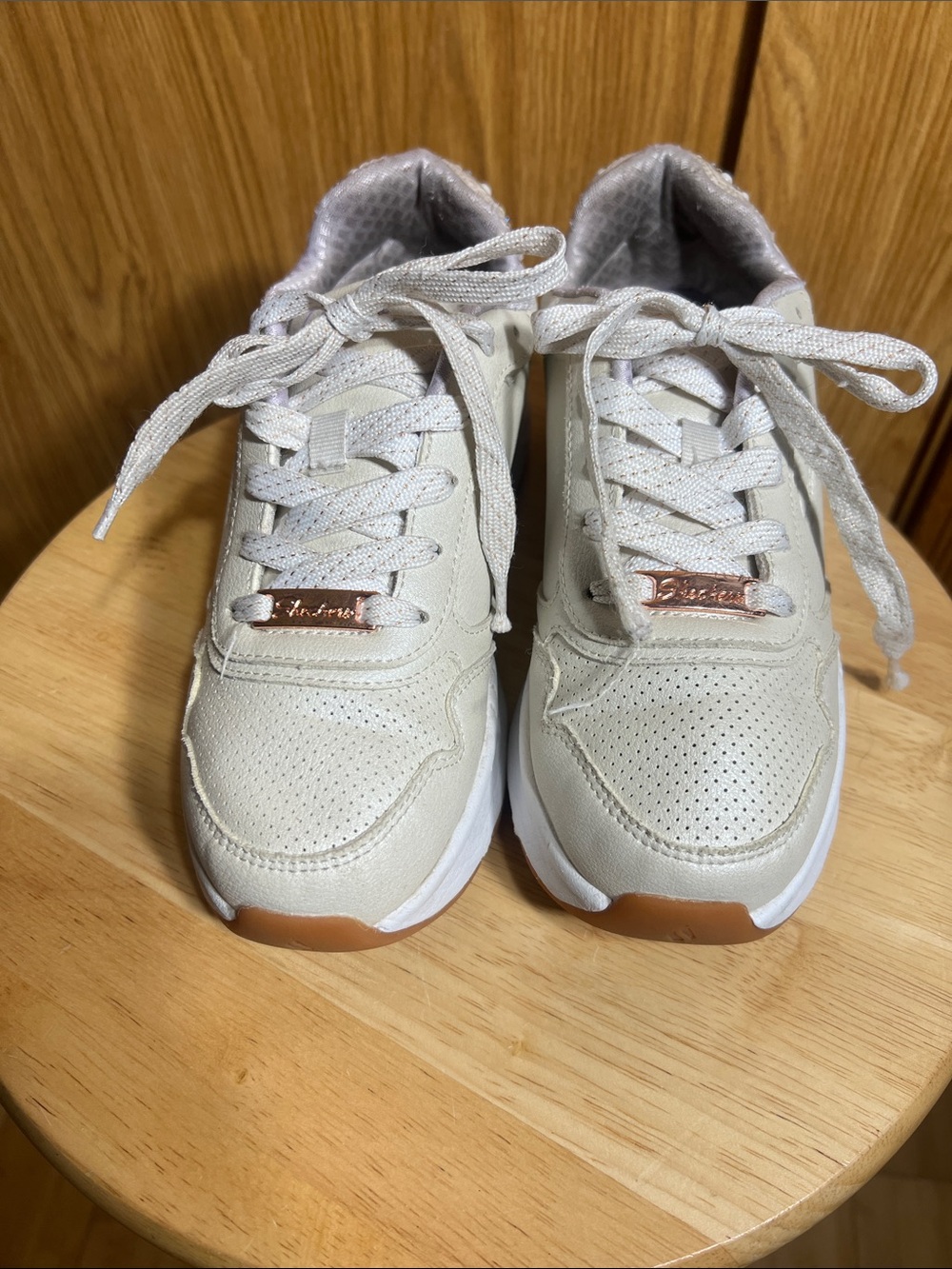 Skechers Kids White & Tan Accent Lightweight Sneakers
